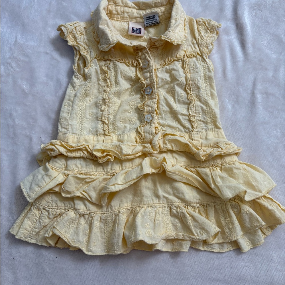 Vintage Yellow Faded Glory Ruffled Sleeveless Dress